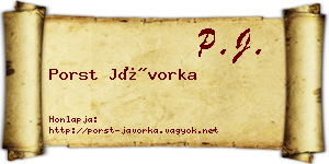 Porst Jávorka névjegykártya